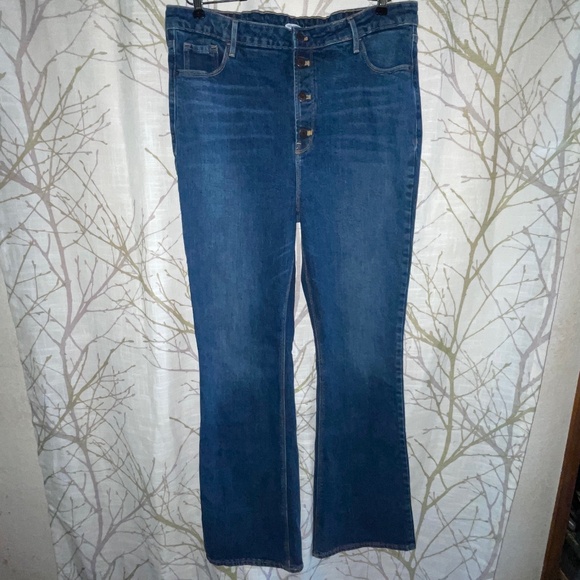 Old Navy Extra Hig Rise Button Front Flare Jeans SZ 18 Tall - Picture 1 of 6